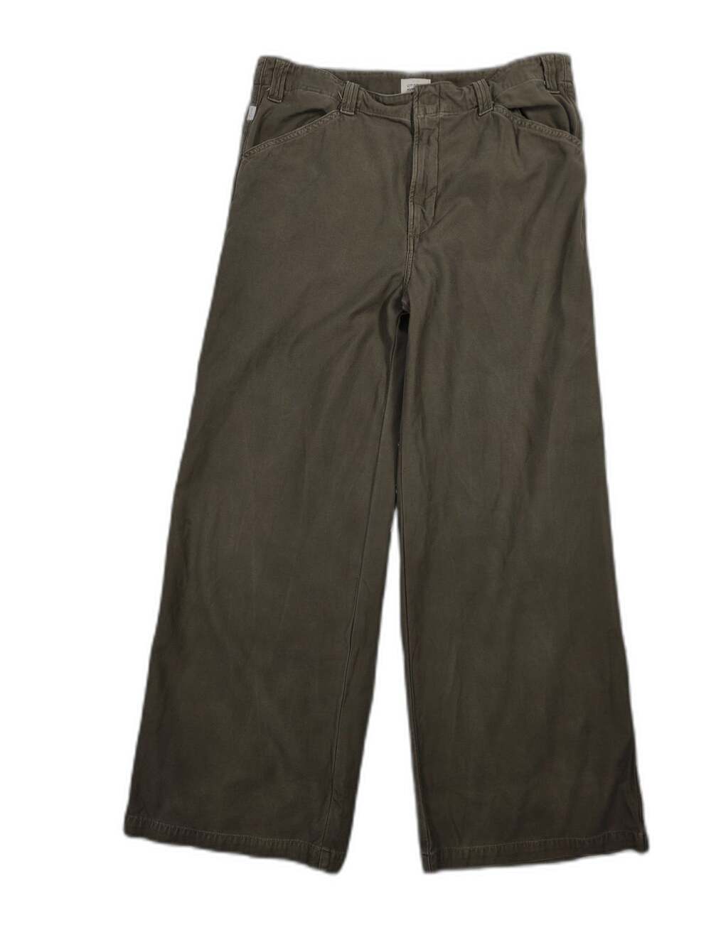 Citizens Of Humanity Womens Wide Leg Olive Green Cotton Pants Size 32